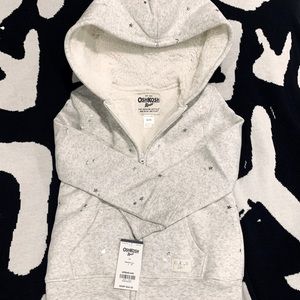 OSHKOSH BGOSH GRAY ZIPUP HOODIE W/STARS